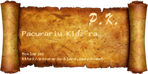 Pacurariu Klára névjegykártya